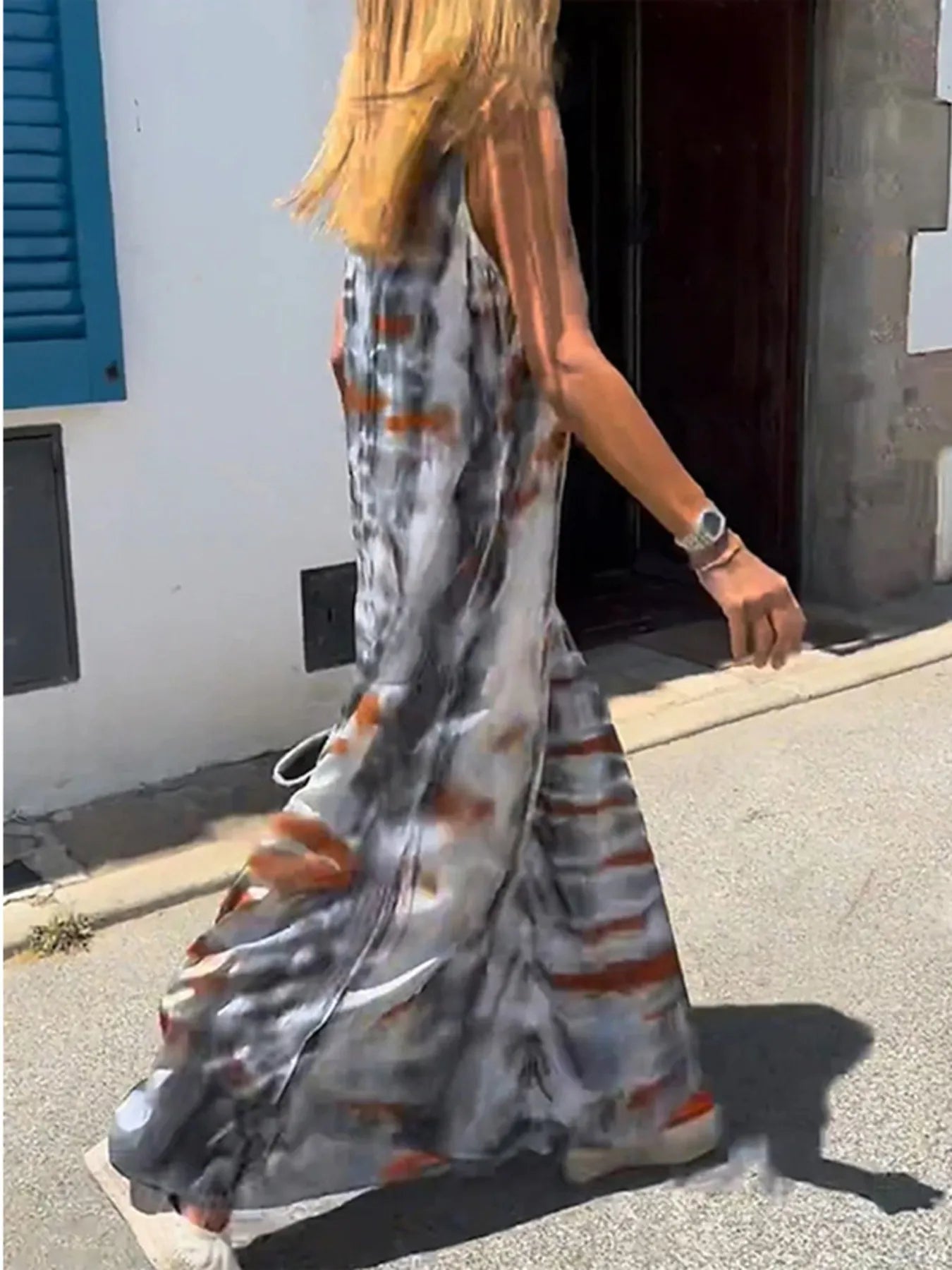 Abito Maxi Cami V-Neck Tie-Dye