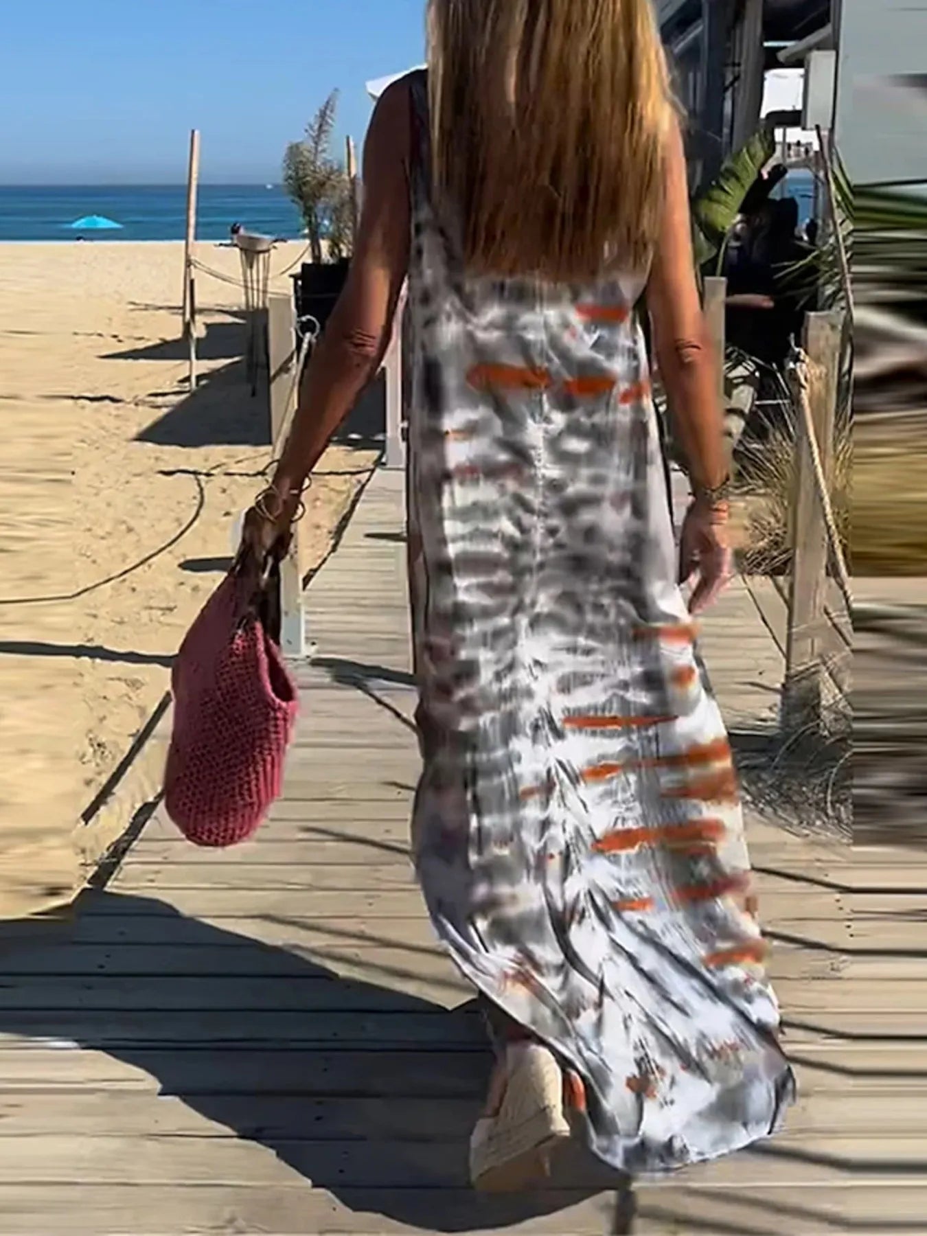 Abito Maxi Cami V-Neck Tie-Dye