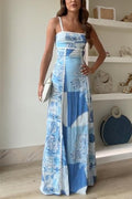 Eleonore | Maxi Dress Stampato con Fiocco e Spalline Ric Rac