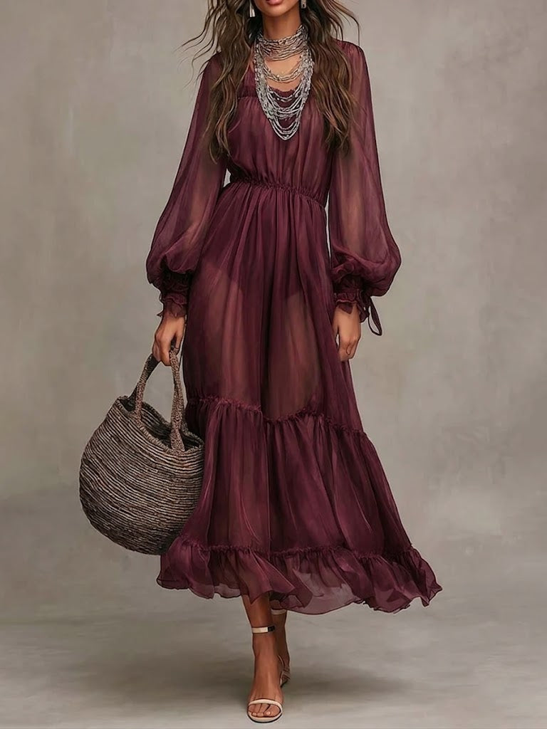 Gerda | Elegante Abito Midi con Scollatura a V