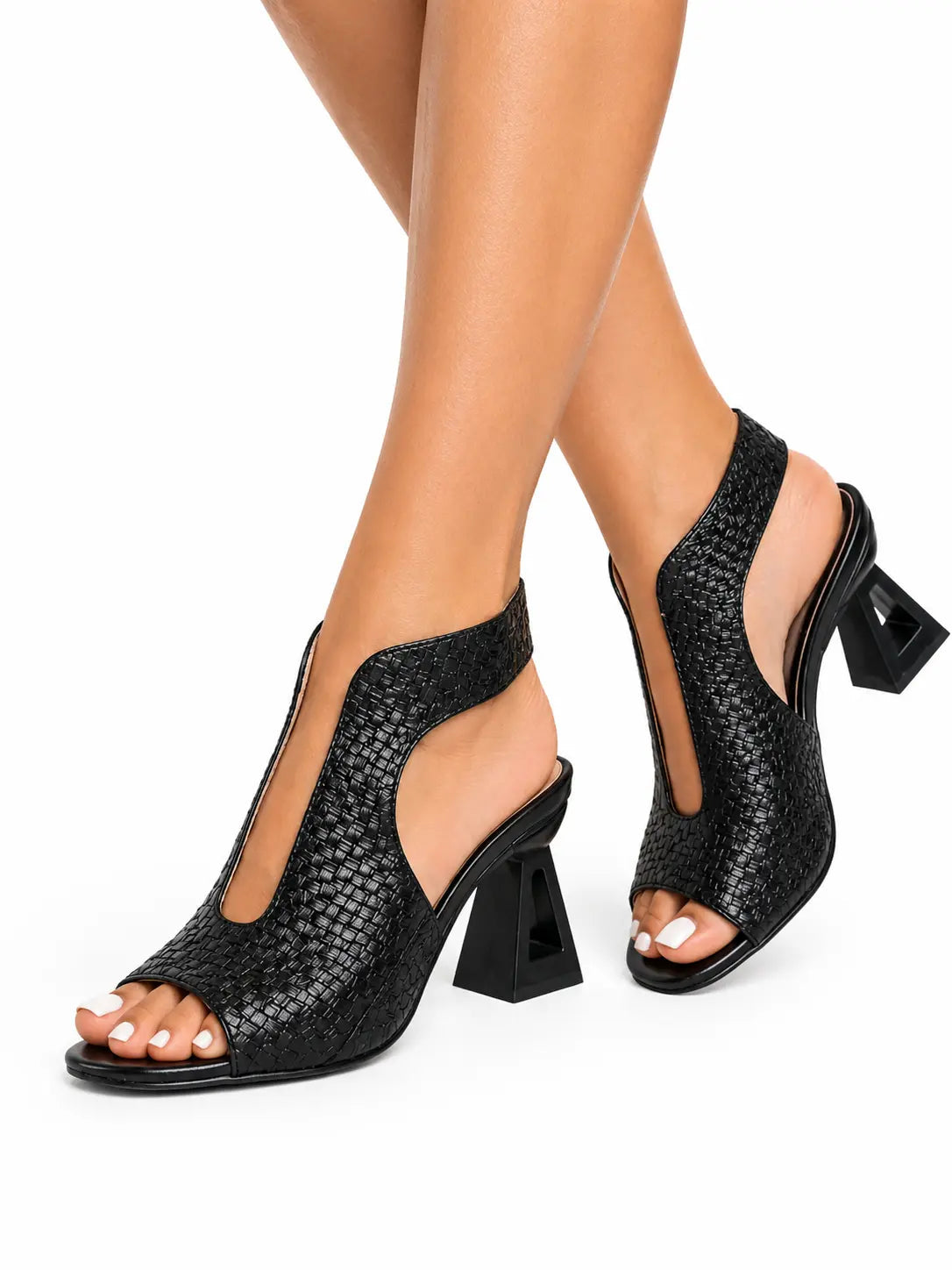 Graciela™ | Elegante sandalo intrecciato con tacco geometrico
