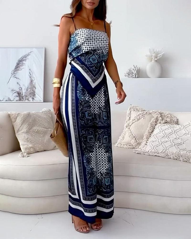 Helen | Set di Vestito a Due Pezzi con Top e Pantaloni alla Moda Pronto per le Vacanze