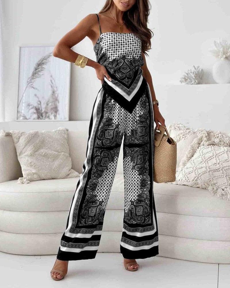 Helen | Set di Vestito a Due Pezzi con Top e Pantaloni alla Moda Pronto per le Vacanze
