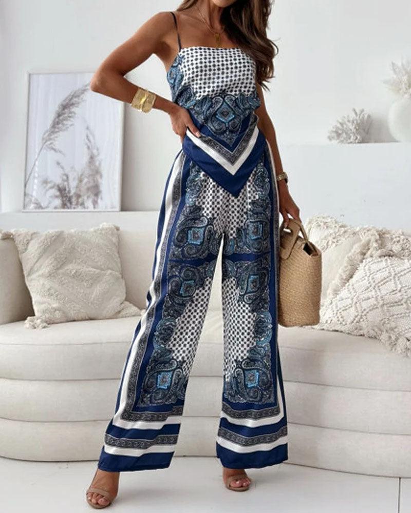 Helen | Set di Vestito a Due Pezzi con Top e Pantaloni alla Moda Pronto per le Vacanze