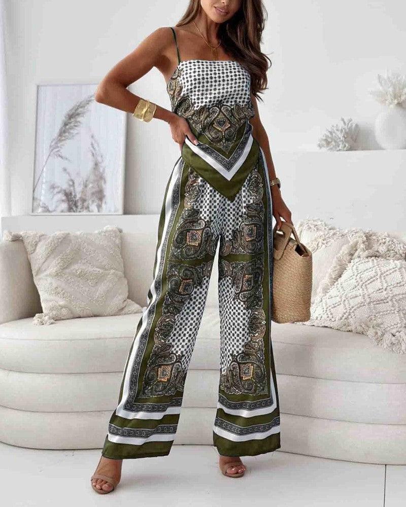 Helen | Set di Vestito a Due Pezzi con Top e Pantaloni alla Moda Pronto per le Vacanze