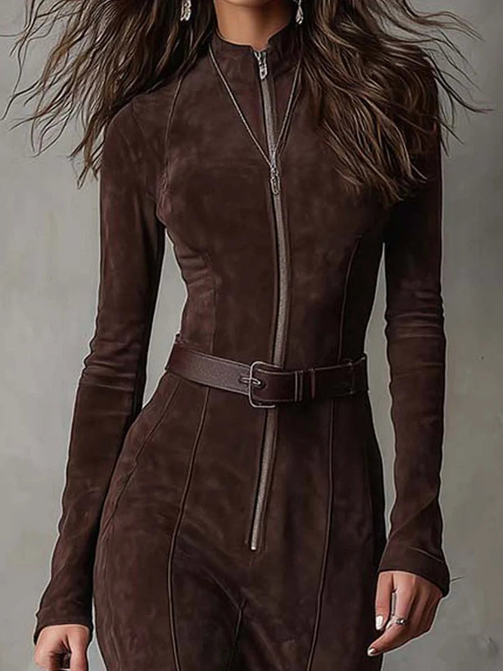 Jess | Vestito in Suede con Cintura e Cerniera