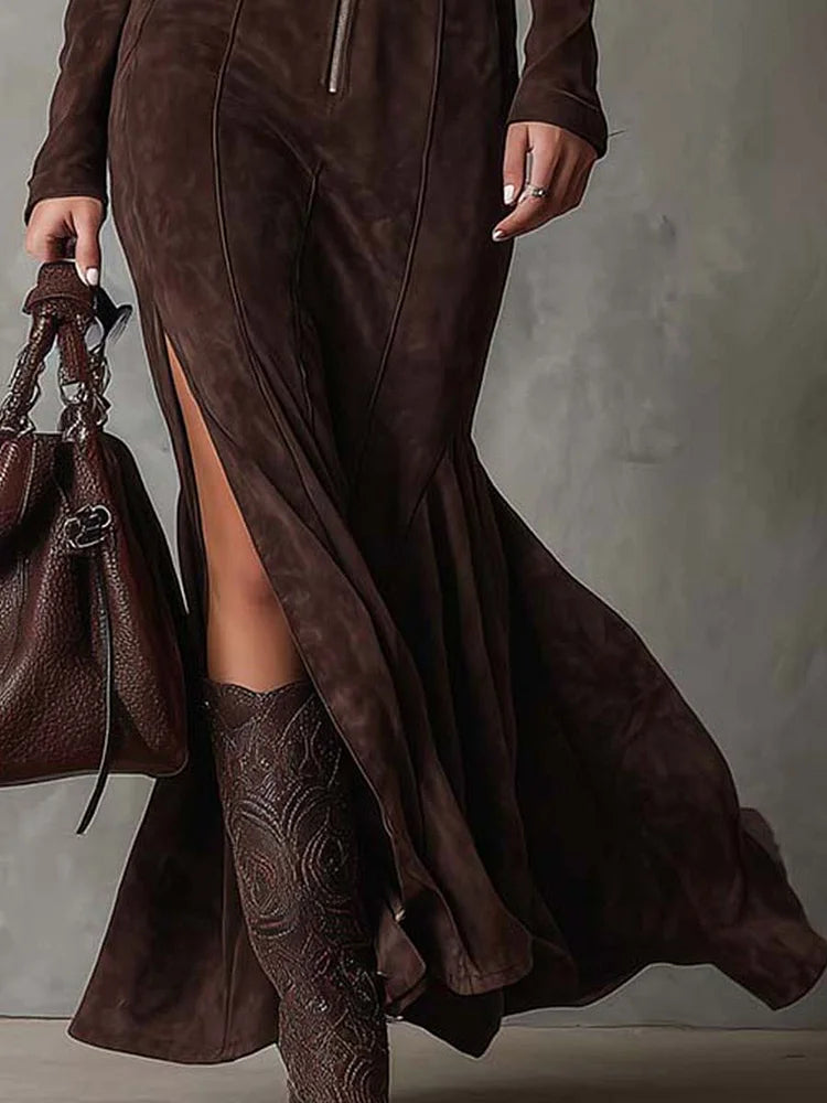 Jess | Vestito in Suede con Cintura e Cerniera