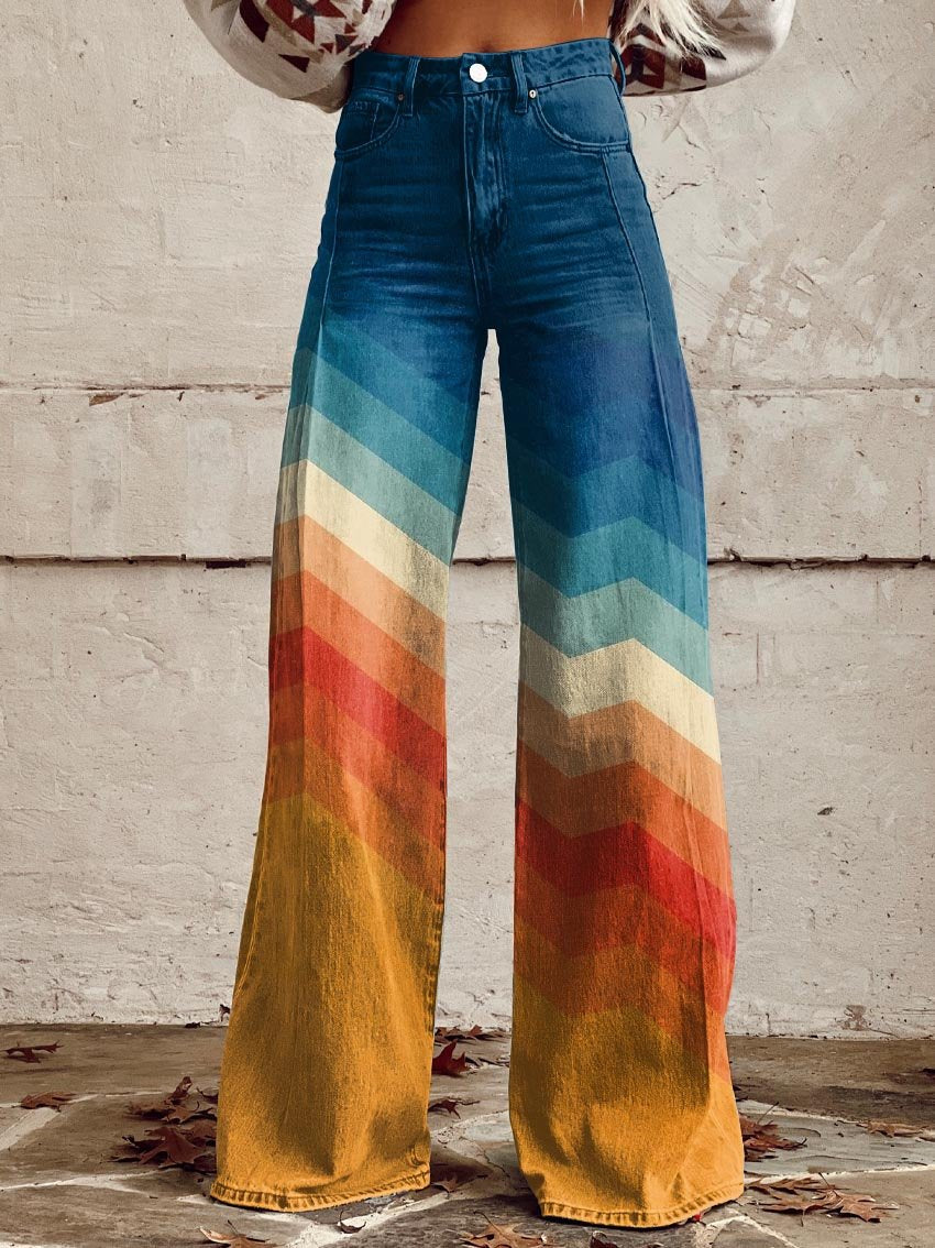 Léa - Eleganti Pantaloni Retro a Zigzag