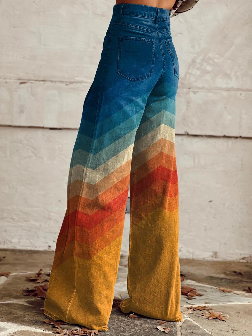 Léa - Eleganti Pantaloni Retro a Zigzag
