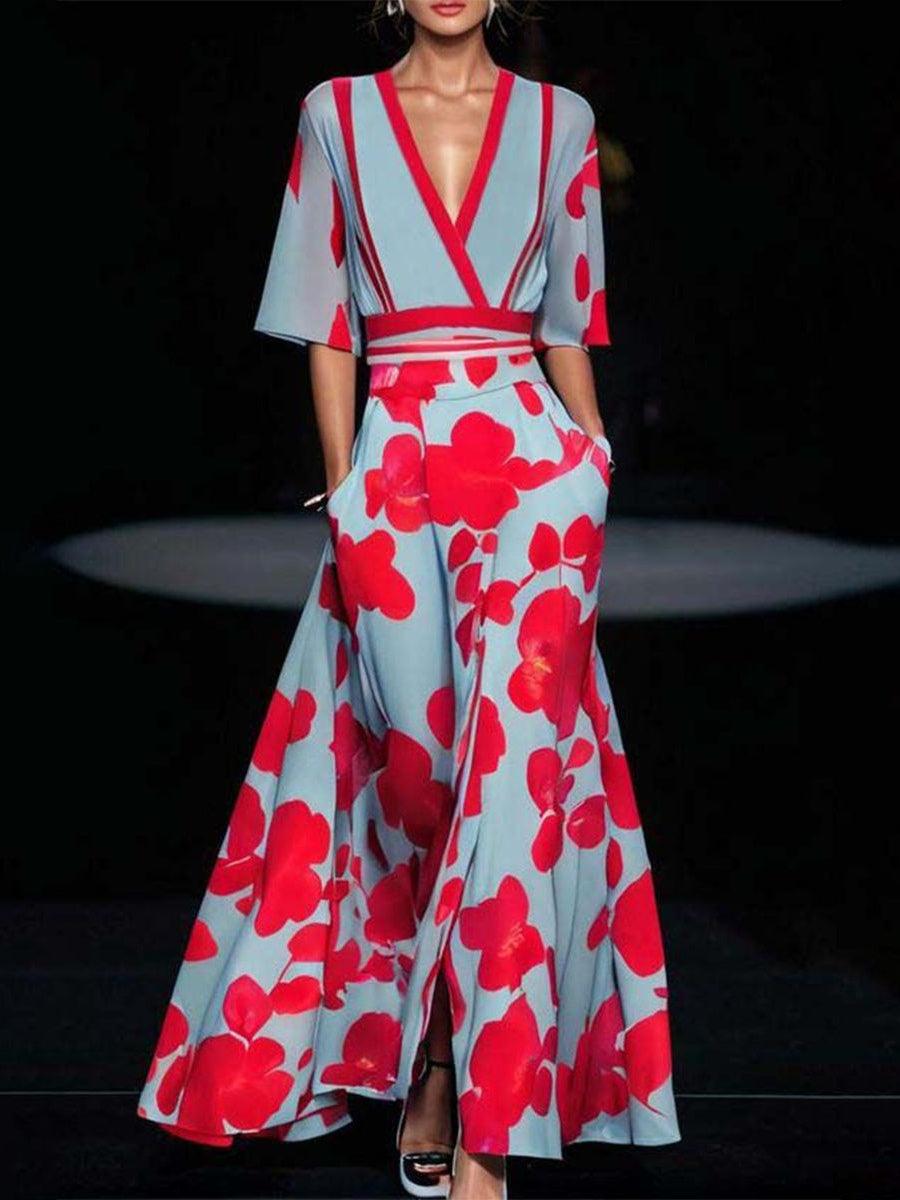 Lea | Abito Maxi Elegante con Maniche Medie Seaside Glam