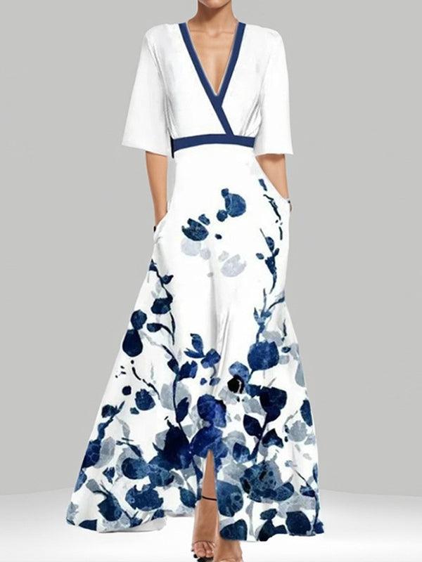 Lea | Abito Maxi Elegante con Maniche Medie Seaside Glam