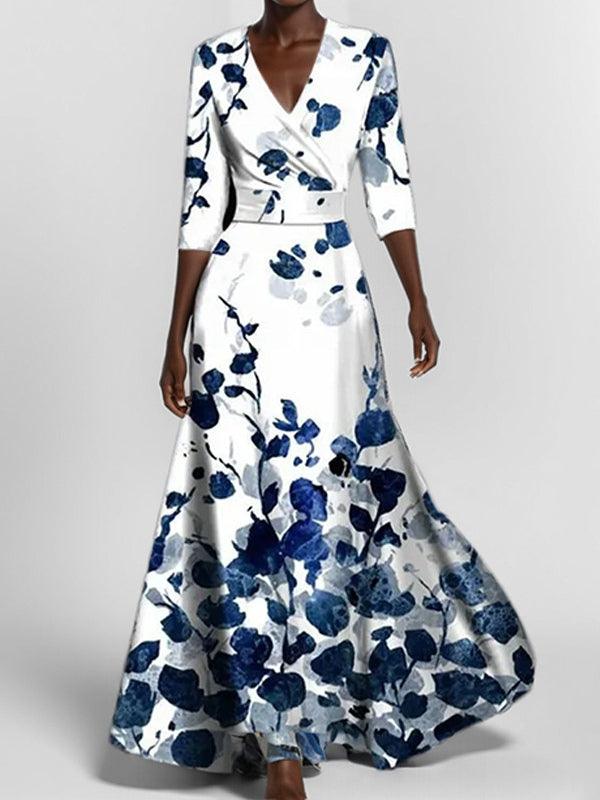 Lea | Abito Maxi Elegante con Maniche Medie Seaside Glam