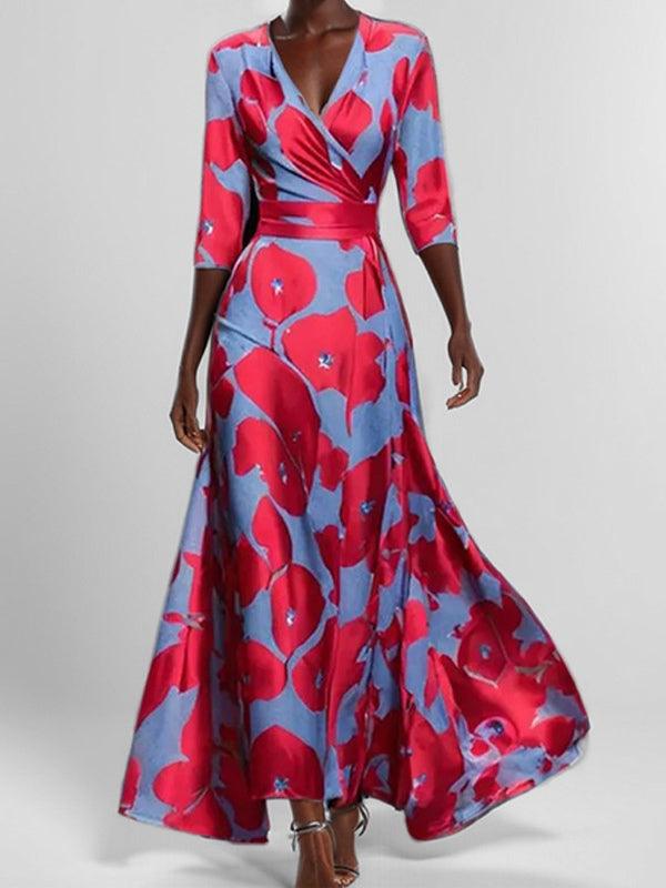Lea | Abito Maxi Elegante con Maniche Medie Seaside Glam