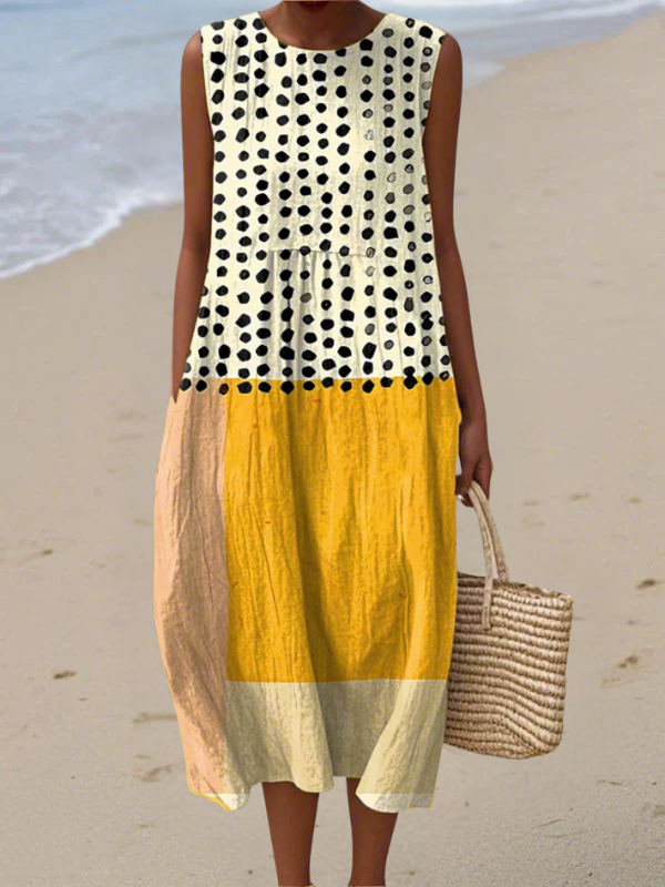 Leah | Abito Midi Colorblock a Pois