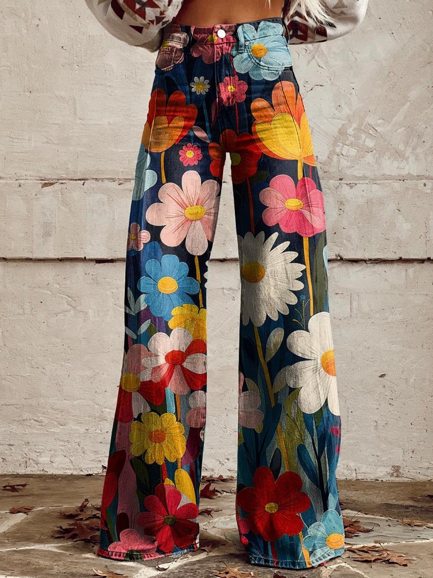 Léna - Pantaloni Larghe Floreali