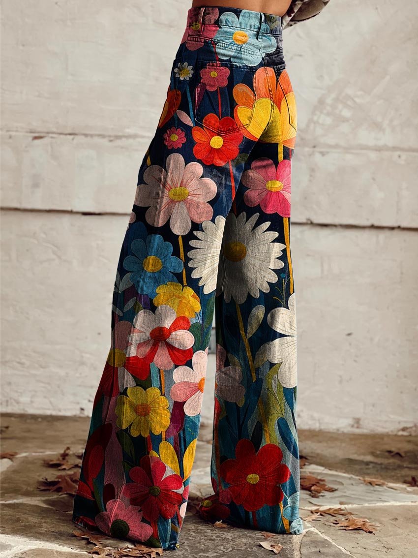 Léna - Pantaloni Larghe Floreali