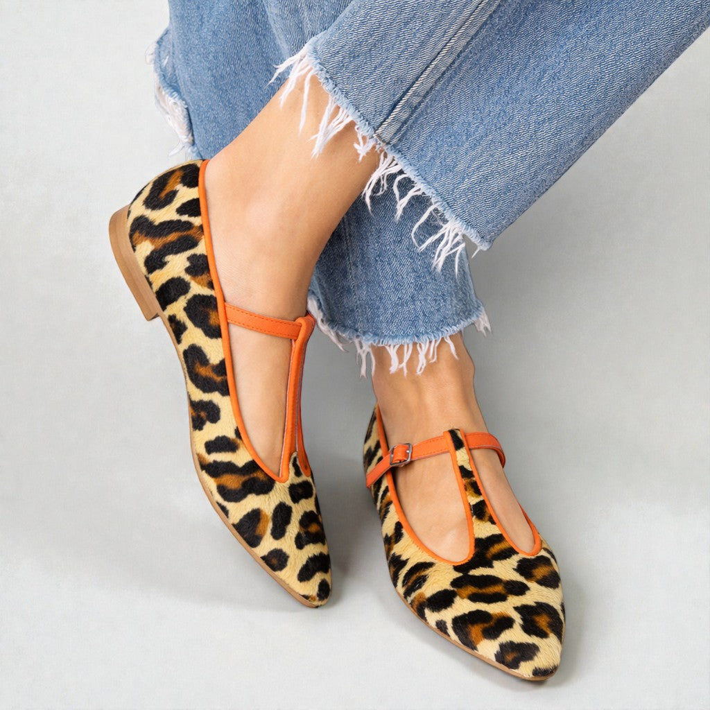 Lulu | BALERINE T-STRAP LEOPARDATE