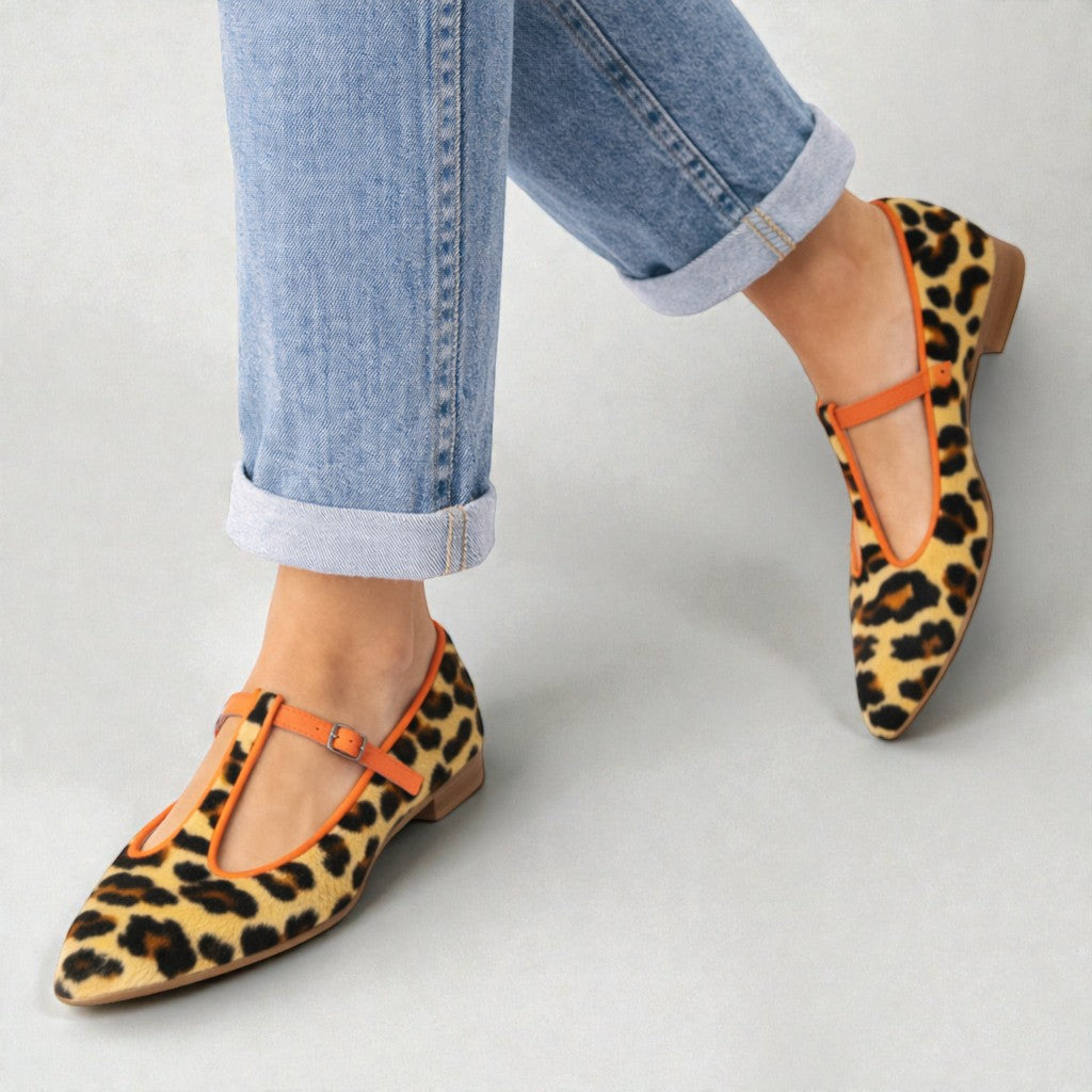 Lulu | BALERINE T-STRAP LEOPARDATE
