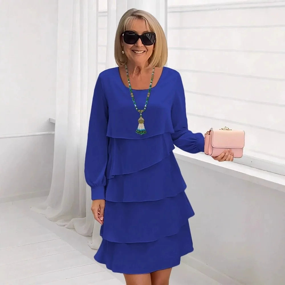 Margaret | Abito Elegante Con Volant Maniche Lunghe