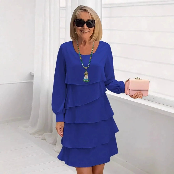 Margaret | Abito Elegante Con Volant Maniche Lunghe