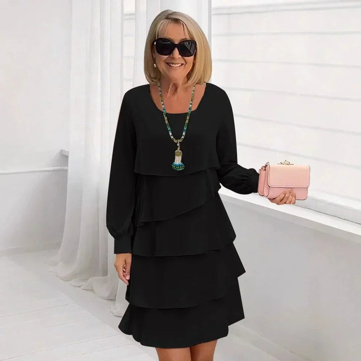 Margaret | Abito Elegante Con Volant Maniche Lunghe