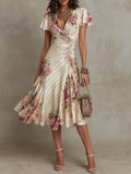 Margaret | Abito Midi in Satin Floreale Vintage