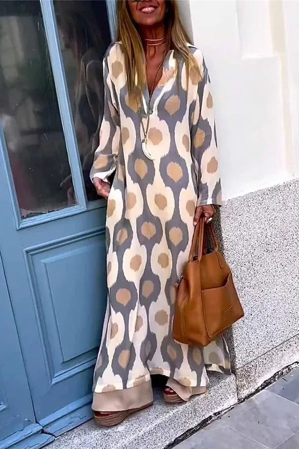 Maxi V-Neck Mosaic Rhythm