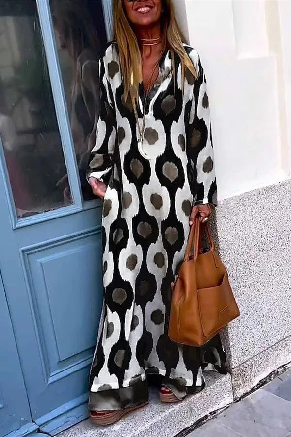 Maxi V-Neck Mosaic Rhythm