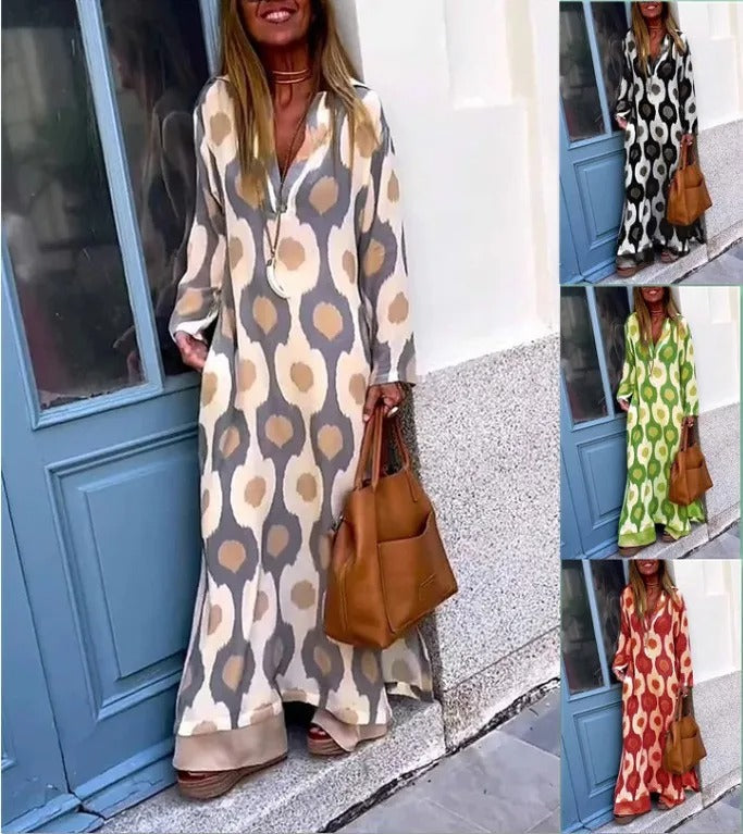 Maxi V-Neck Mosaic Rhythm
