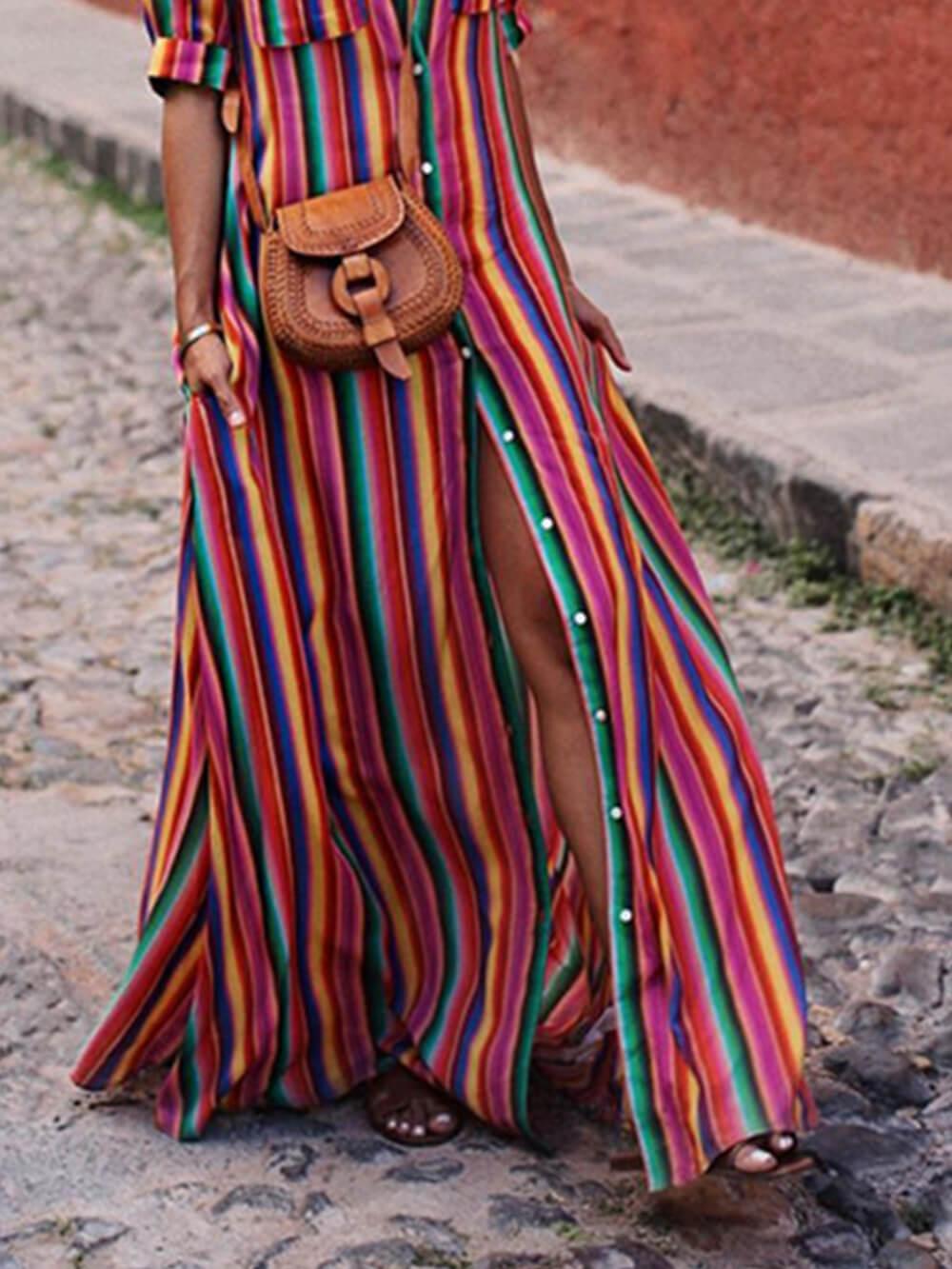 Nancy | Gonna Maxi a Righe Stampata Casual Estiva