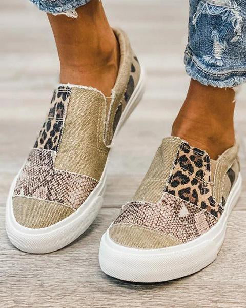 Quinny | Scarpe in Tela con Stampa Leopardo Casual