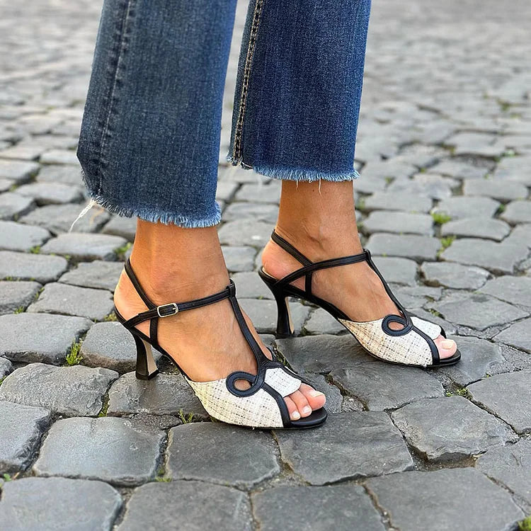 SANDALI TACCO MEDIO STILE RETRÒ