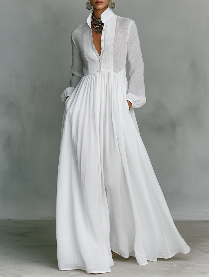 Serena | Abito Maxi con Bottoni Frontali Fluttuante