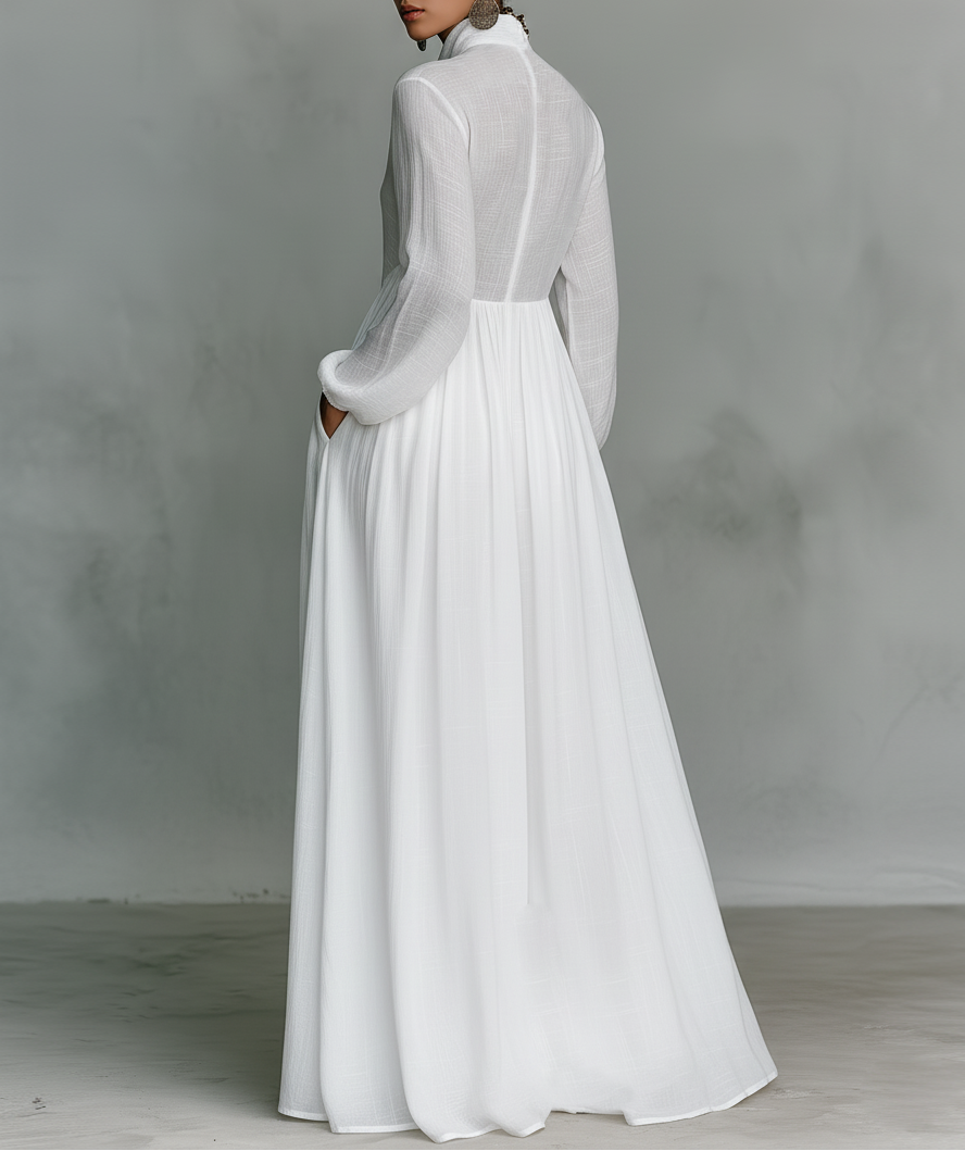 Serena | Abito Maxi con Bottoni Frontali Fluttuante