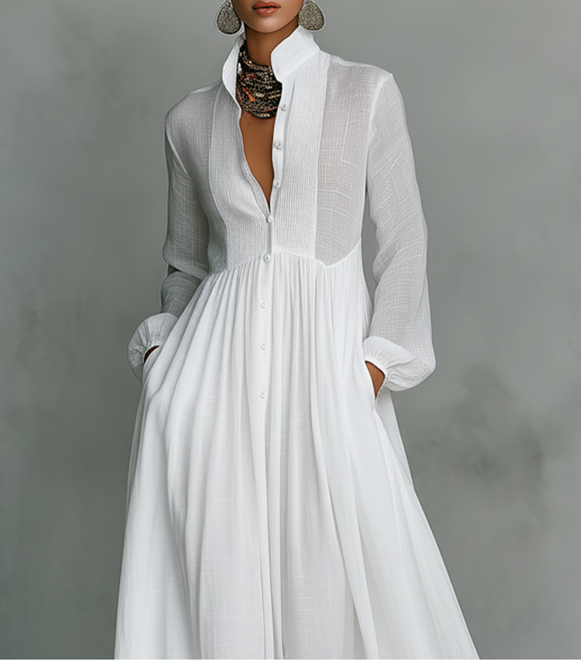 Serena | Abito Maxi con Bottoni Frontali Fluttuante