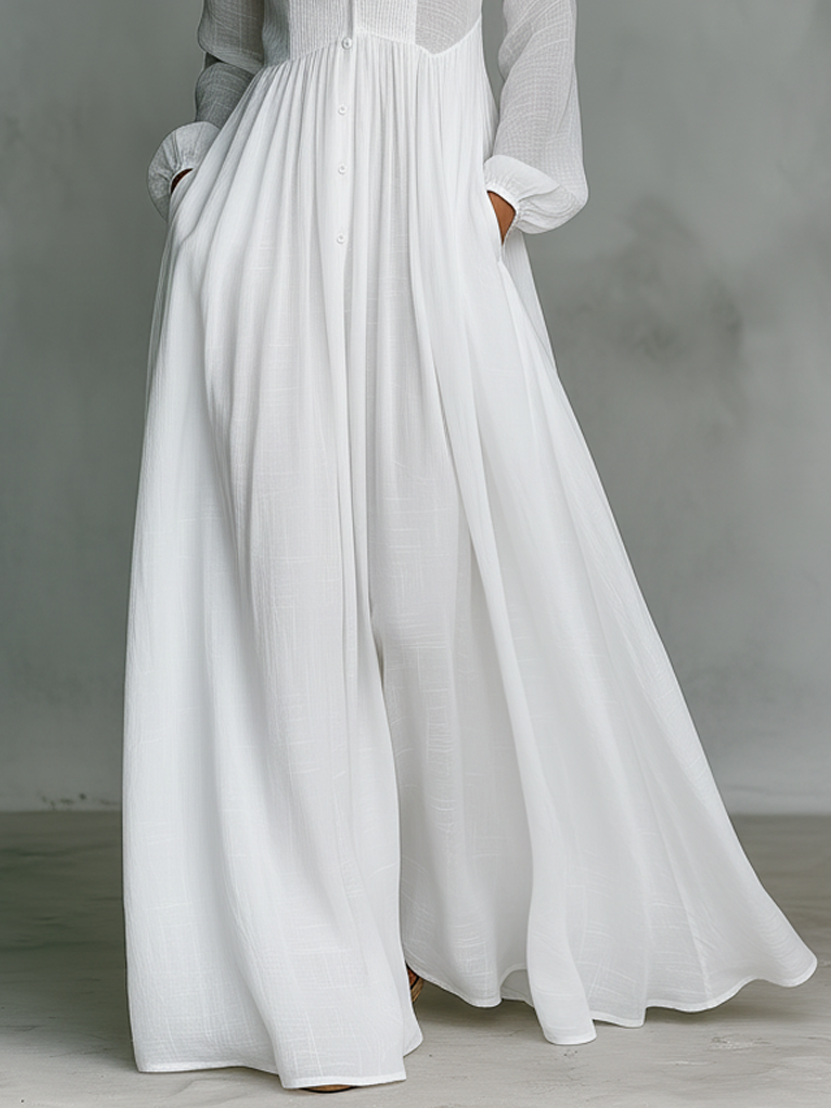 Serena | Abito Maxi con Bottoni Frontali Fluttuante