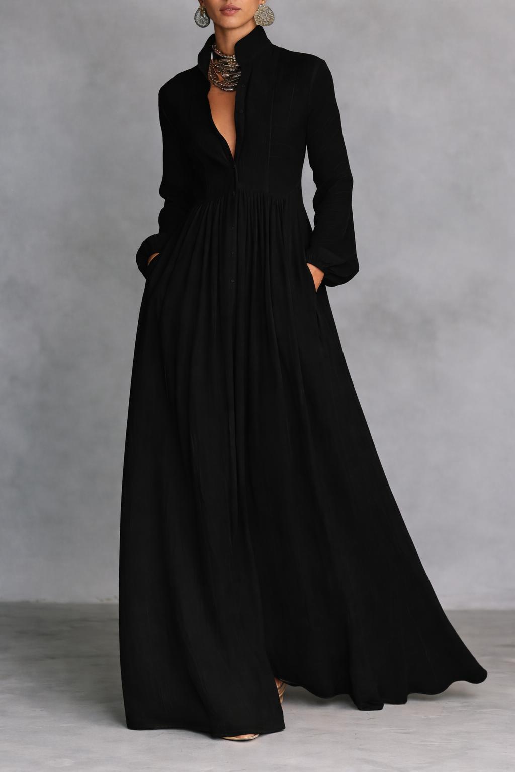 Serena | Abito Maxi con Bottoni Frontali Fluttuante