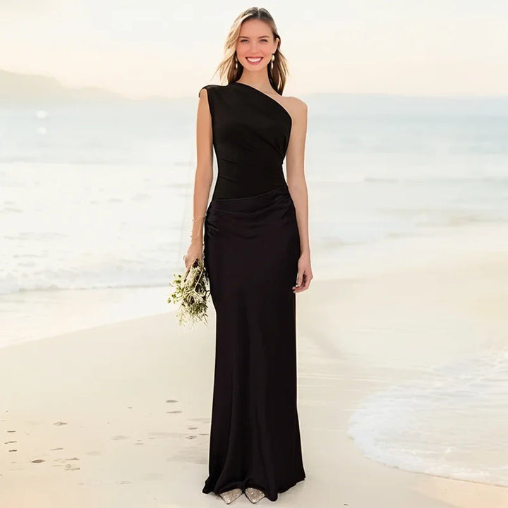 Sophia | Abito Maxi con Collo in Satin