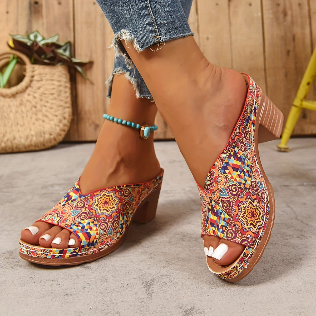 Sophia | Sandali con Tacco Chunky Fiori