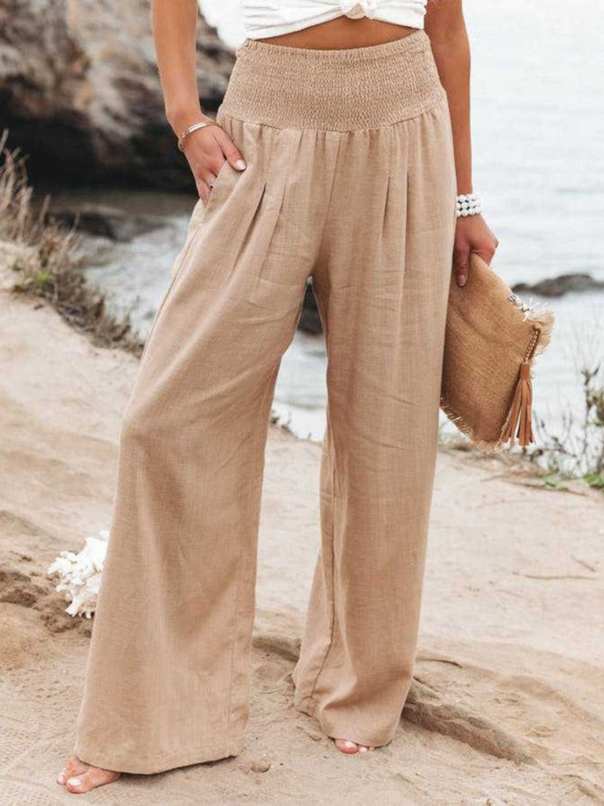THALIORA – PANTALONI LARGHI IN LINO REMI
