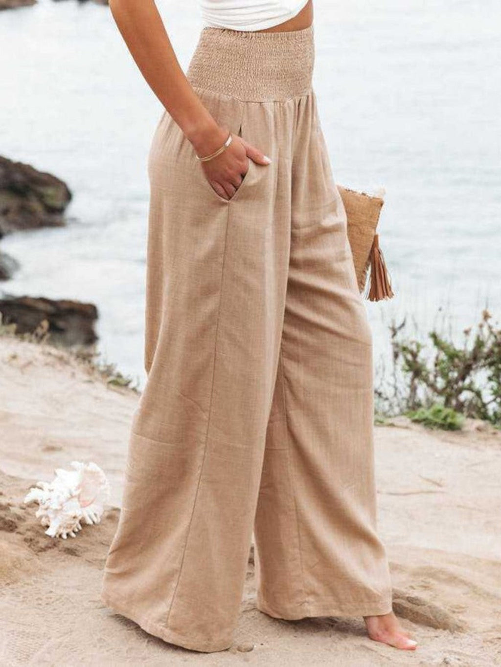 THALIORA – PANTALONI LARGHI IN LINO REMI