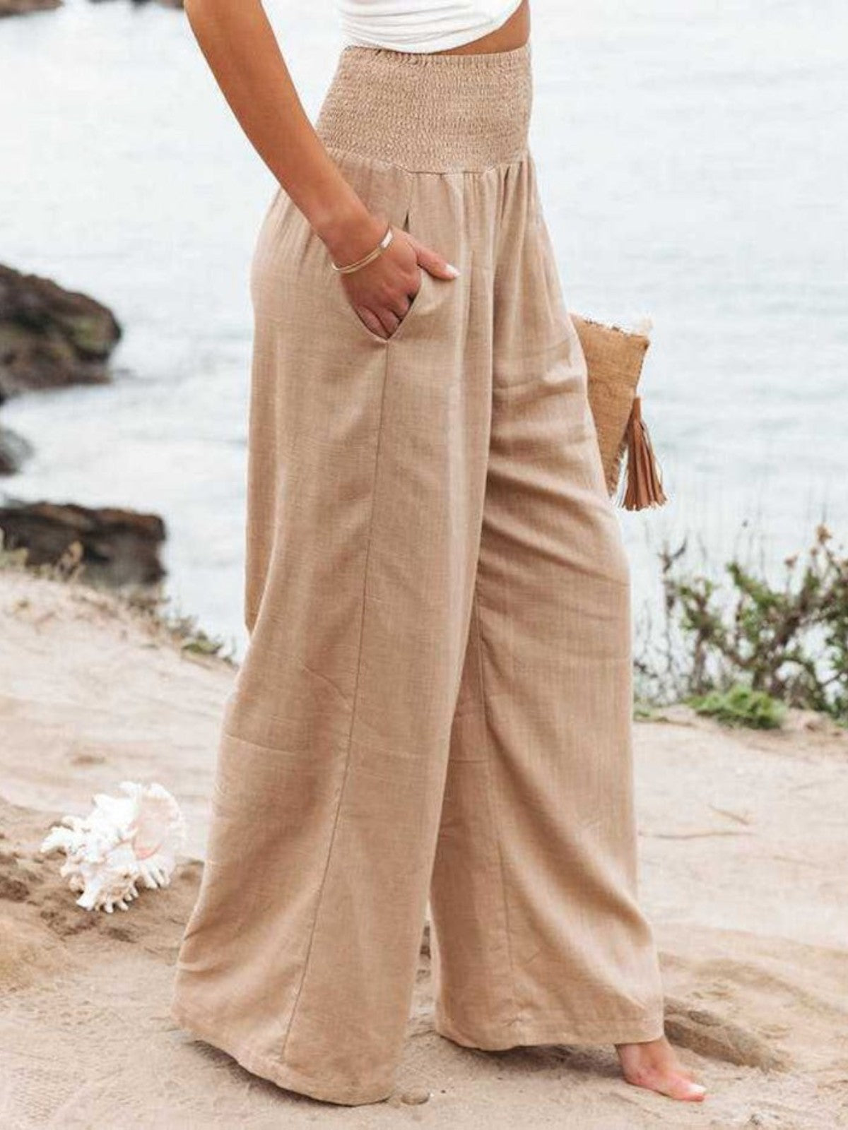 THALIORA – PANTALONI LARGHI IN LINO REMI