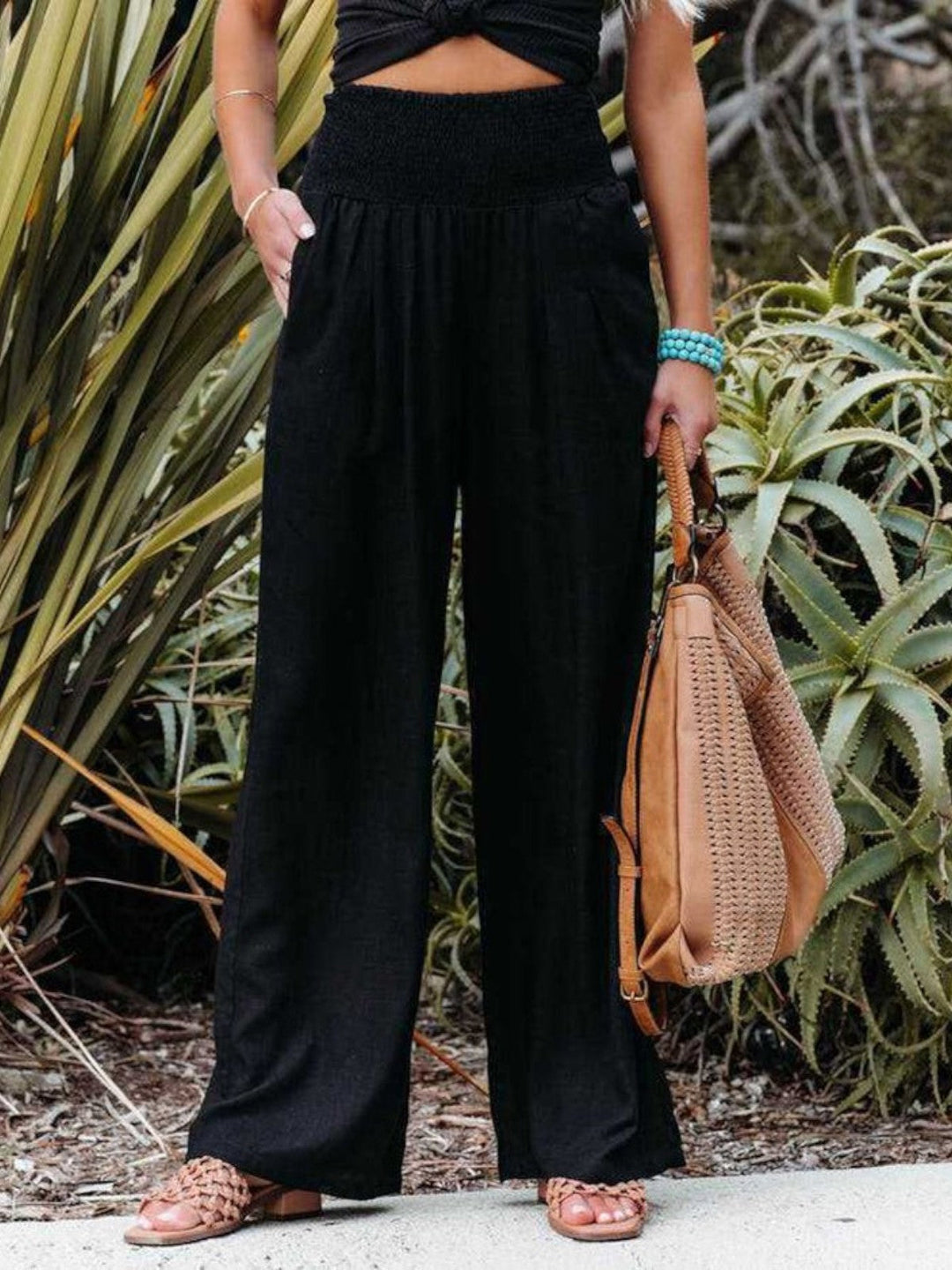 THALIORA – PANTALONI LARGHI IN LINO REMI