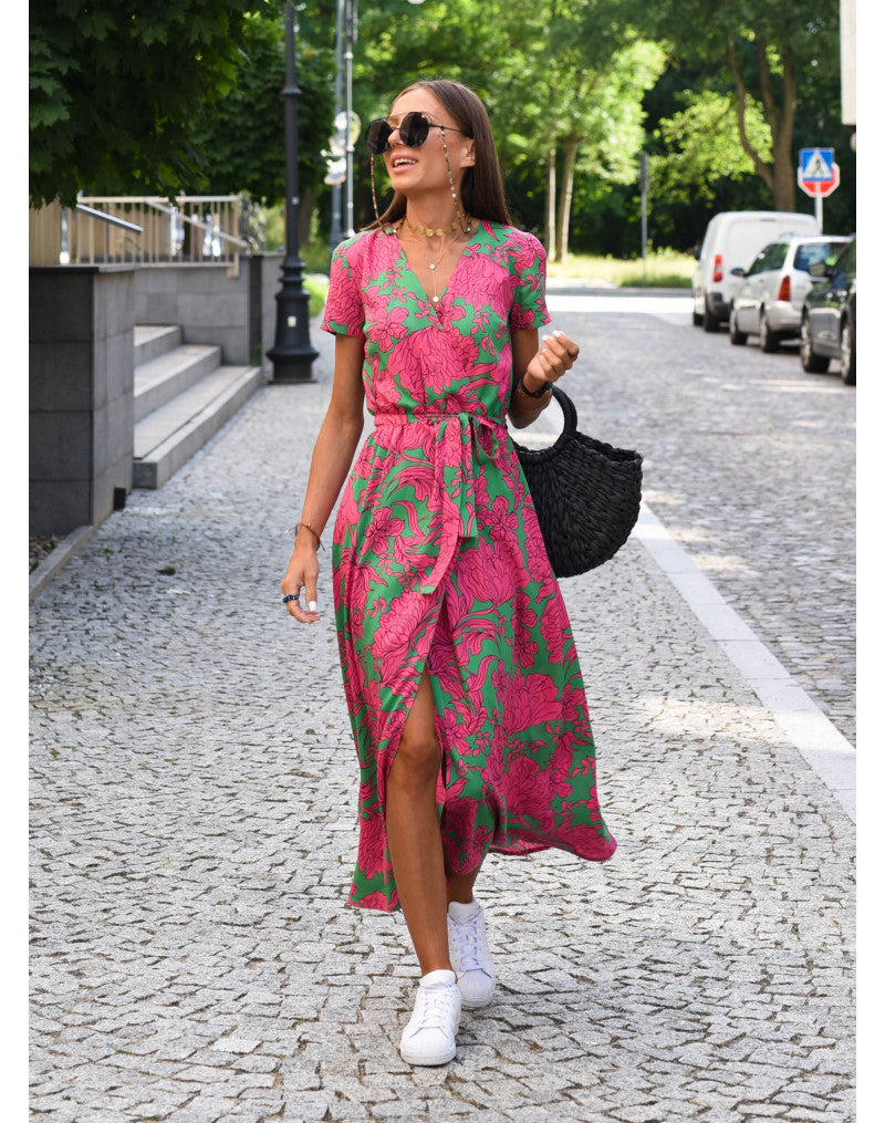 Tzahalit™ | Abito floreale elegante con scollo a V