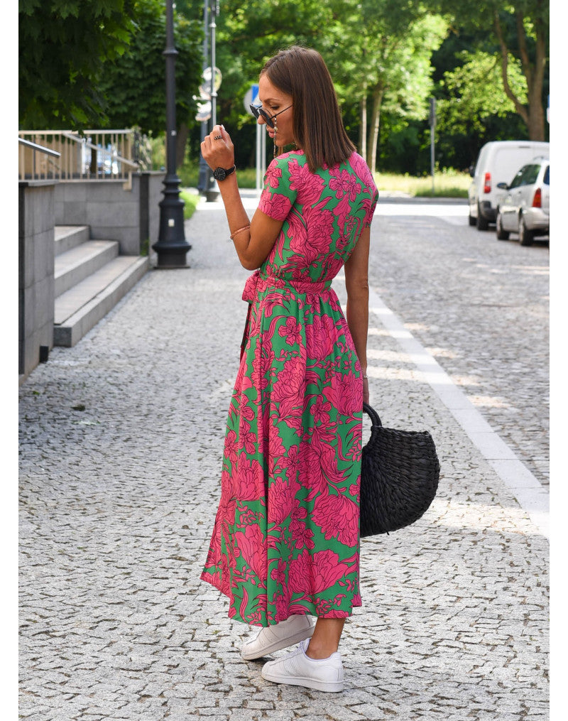 Tzahalit™ | Abito floreale elegante con scollo a V