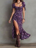 Wendy | Abito Midi a Maniche Puff Boho con Fantasia Floreale